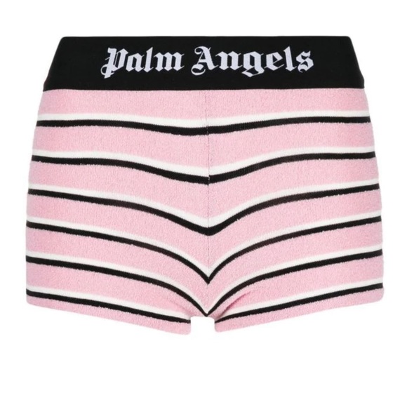 Palm Angels logo-taped striped shorts Size S